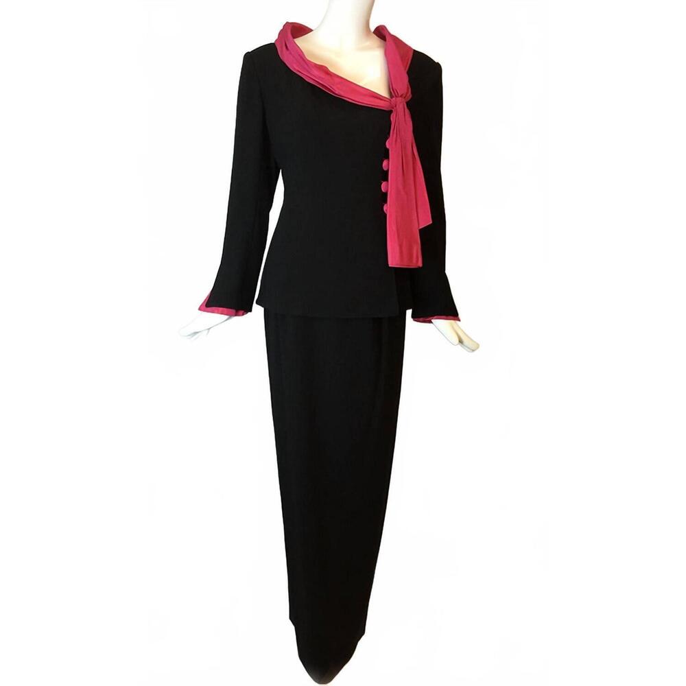 NEW ISABELLE ALLARD women's long skirt suit in black fuschia